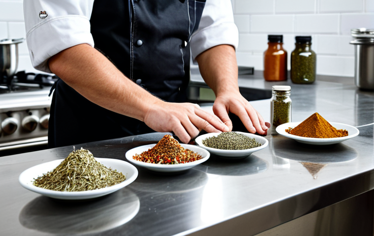**
"A professional chef in a clean, modern kitchen, fully clothed in a chef's uniform, preparing dried herbs at a stainless steel countertop. Jars of dried herbs and spices are neatly organized in the background. Perfect anatomy, natural proportions, well-formed hands, proper finger count, safe for work, appropriate content, fully clothed, professional photography, high quality."
**