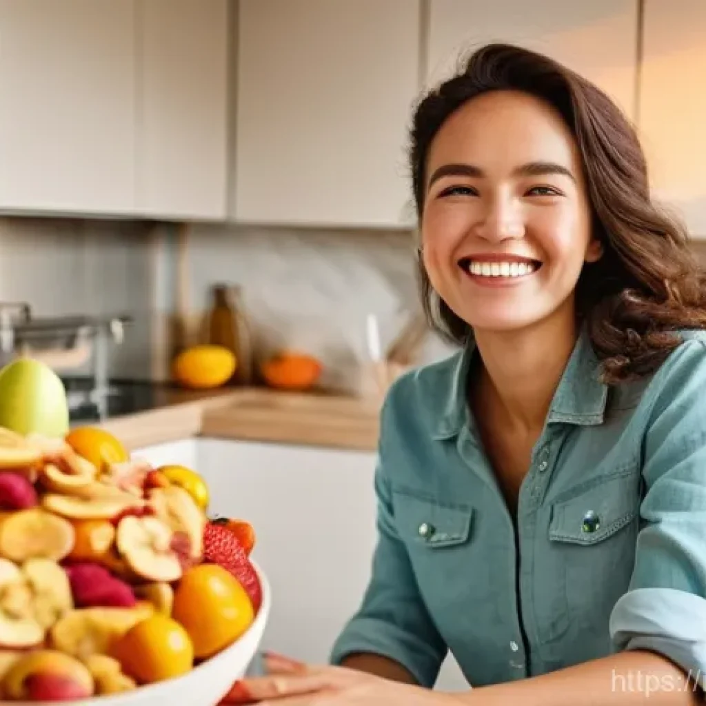 소화에 좋은 건조 식품 제조법 - **Prompt 1: A joyful display of gut-friendly dried fruits and a happy individual.**
"A bright, i...