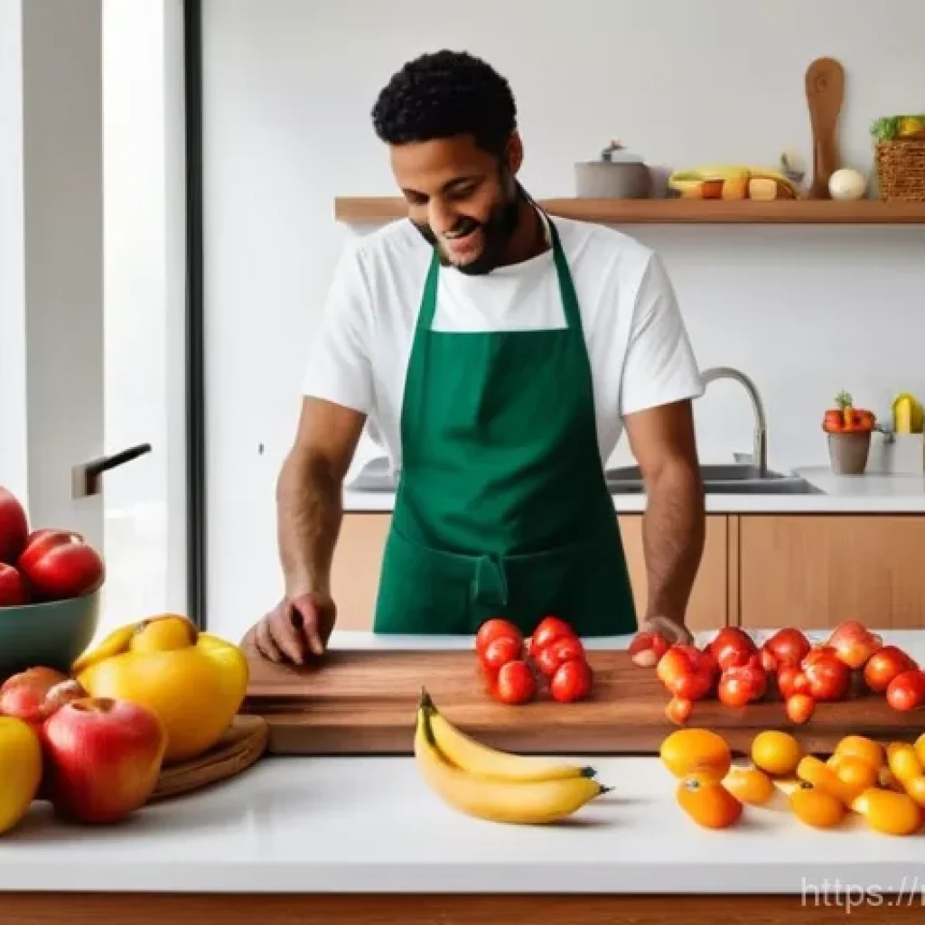 효율적인 건조 식품 제조를 위한 팁 - **Prompt:** A vibrant, well-lit kitchen counter filled with an abundant harvest of fresh, colorful p...