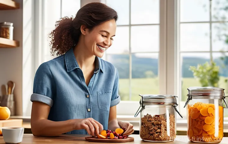 건조 식품의 글로벌 시장 현황 분석 - Image Prompt 1: Healthy & Convenient Home Snacking**