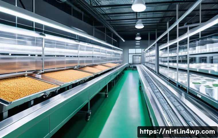 건조 식품 제조에 대한 효과적인 교육 방법 - A modern Dutch smart factory interior focused on dry food production, featuring automated temperatur...