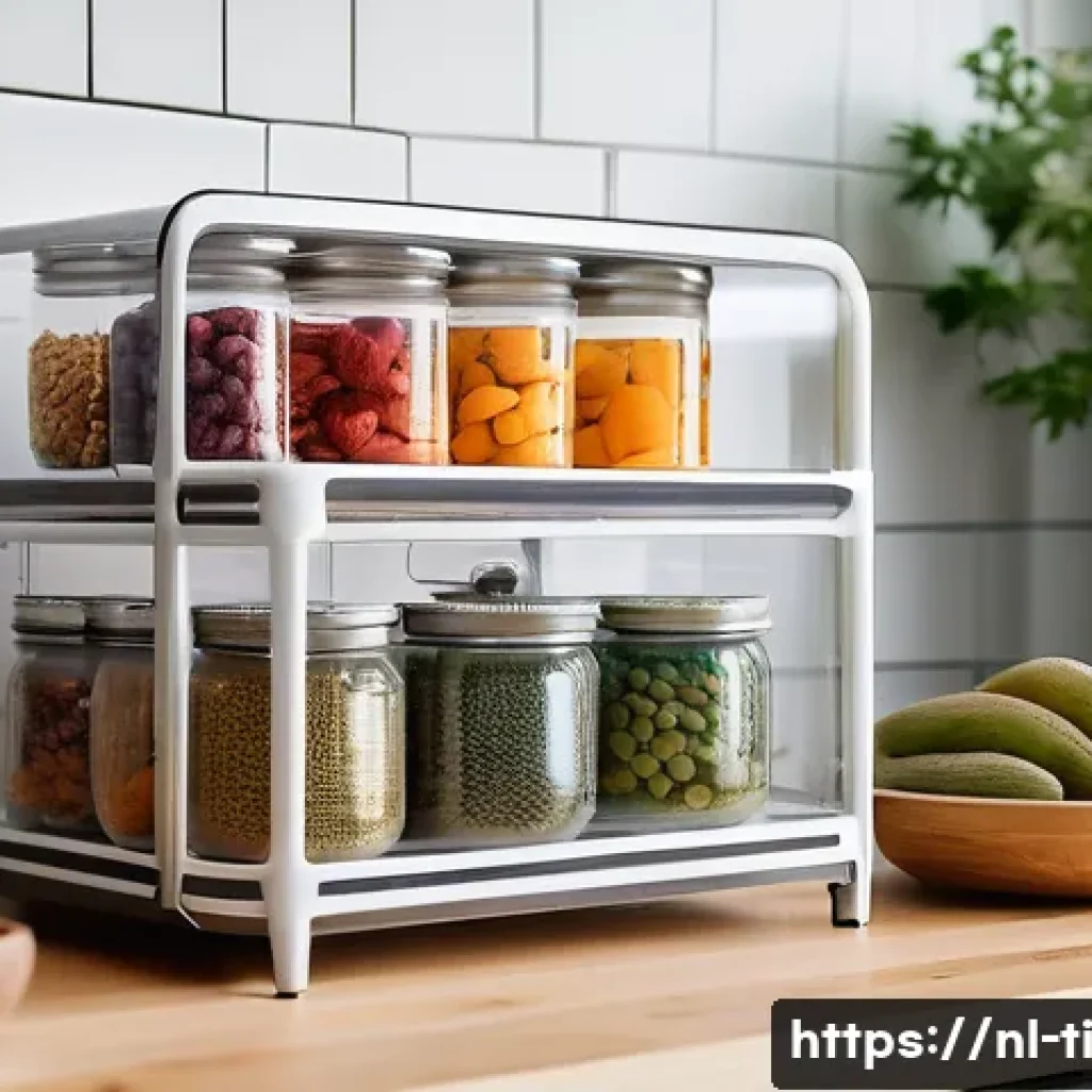 소규모 창업을 위한 건조 식품 제조 가이드 - A vibrant, modern kitchen scene featuring a small-scale Dutch food drying setup with eco-friendly ma...