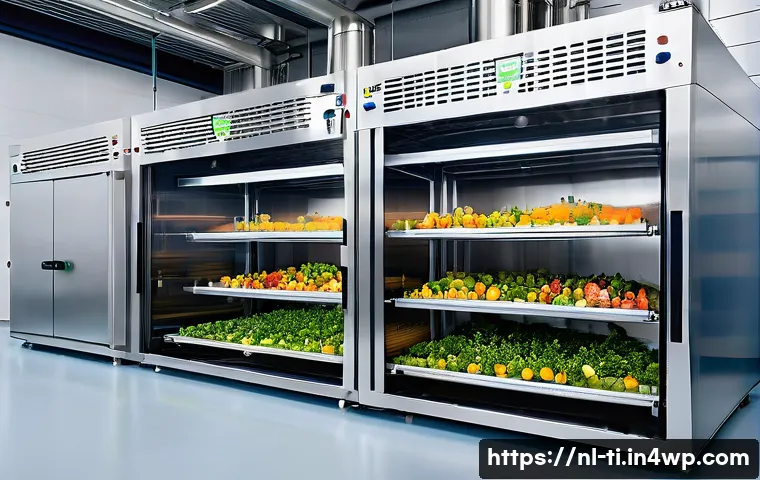 건조 식품 제조를 위한 최신 장비 소개 - A modern industrial vacuum drying chamber in a Dutch food processing plant, showcasing stainless ste...