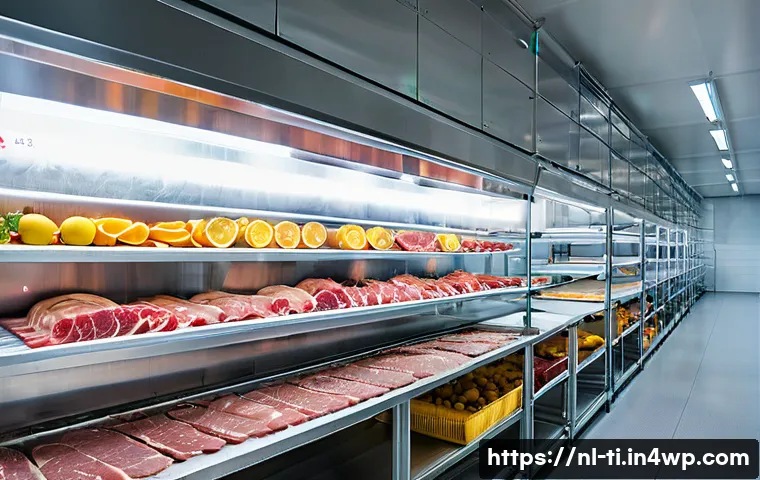 건조 식품 제조 시 주의사항 및 문제 해결 - A professional food drying room in a modern Dutch facility, showing trays of various foods like slic...