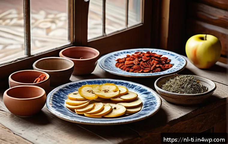 건조 식품 제조를 통해 배울 수 있는 교훈 - A rustic Dutch kitchen scene showcasing an assortment of dried foods artfully arranged on a wooden t...