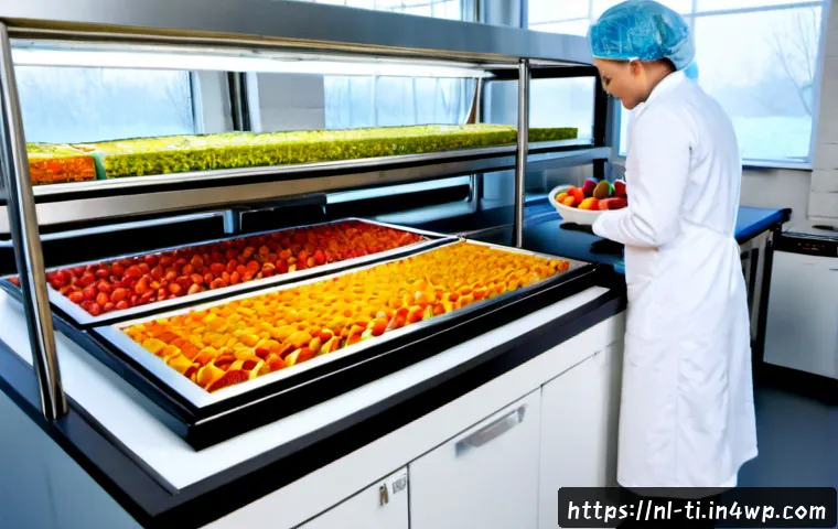 건조 식품의 최신 기술적 접근법 - Photorealistic high-tech food innovation laboratory in the Netherlands, Dutch engineers in clean whi...